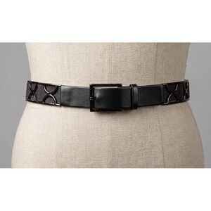 Suzi Roher Vintage Women Stretch Belt Small Black Leather Metal Links‎